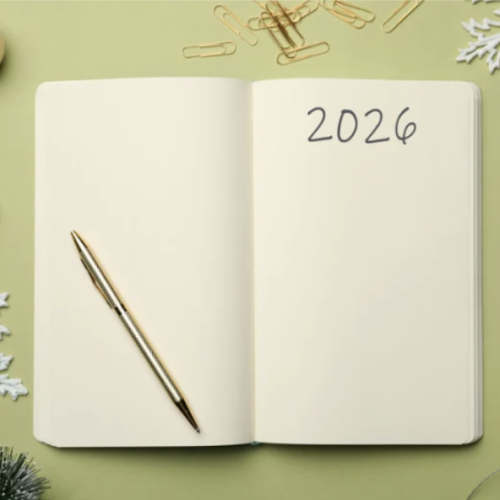 open notebook with 2026 written at the top